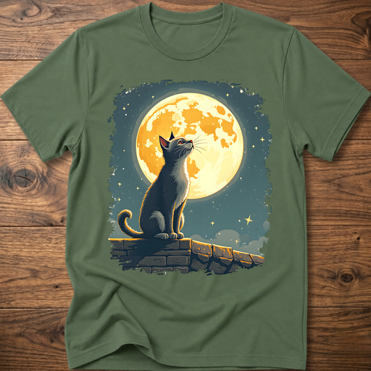 Moonlit Vintage Cat T-Shirt