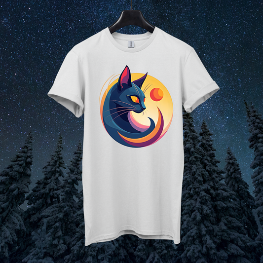 Moon Geometric Cat T-Shirt