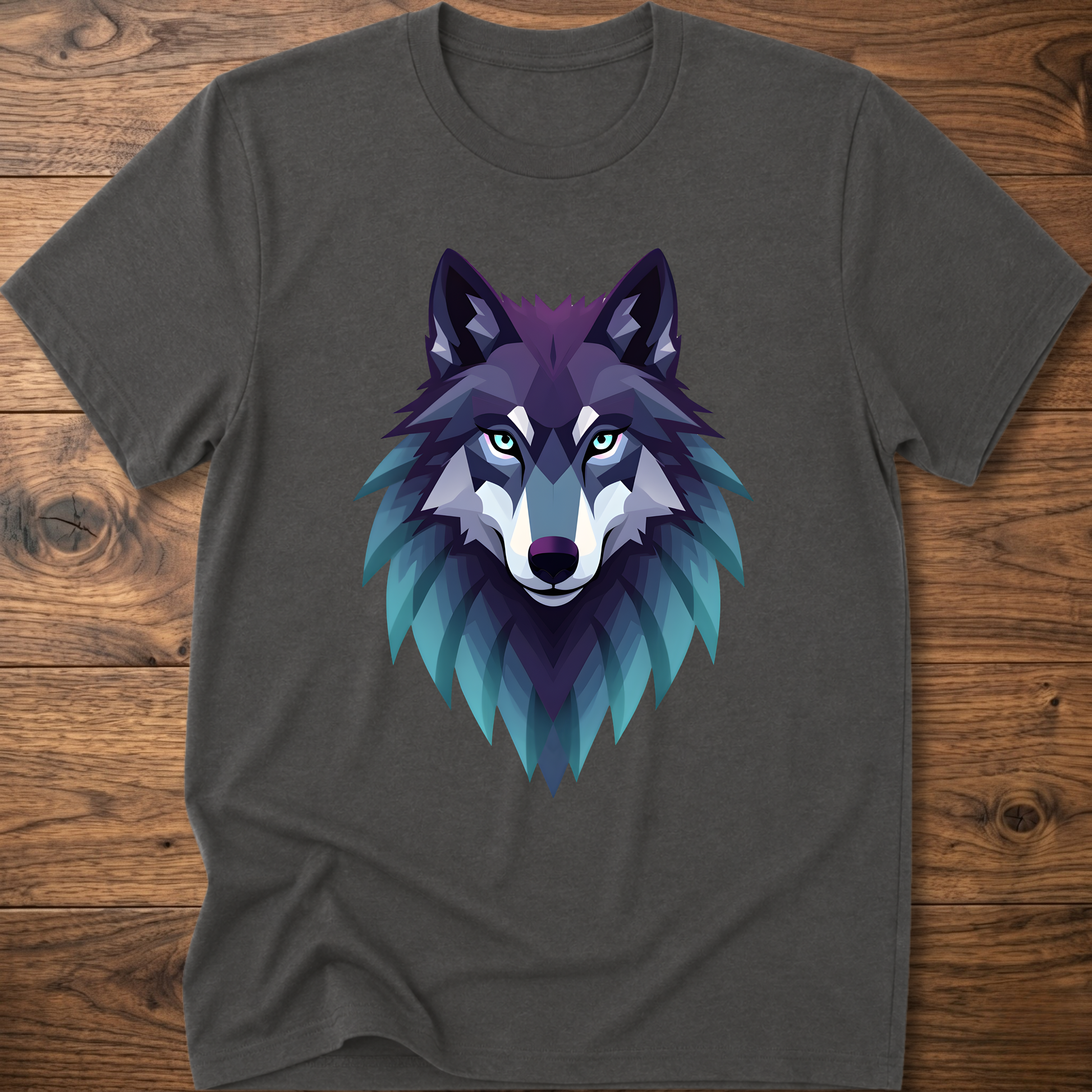 Wolf head graphic T-shirt, charcoal gray