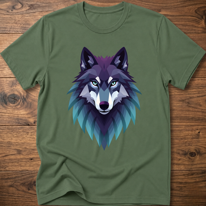 Wolf head graphic T-shirt, military green