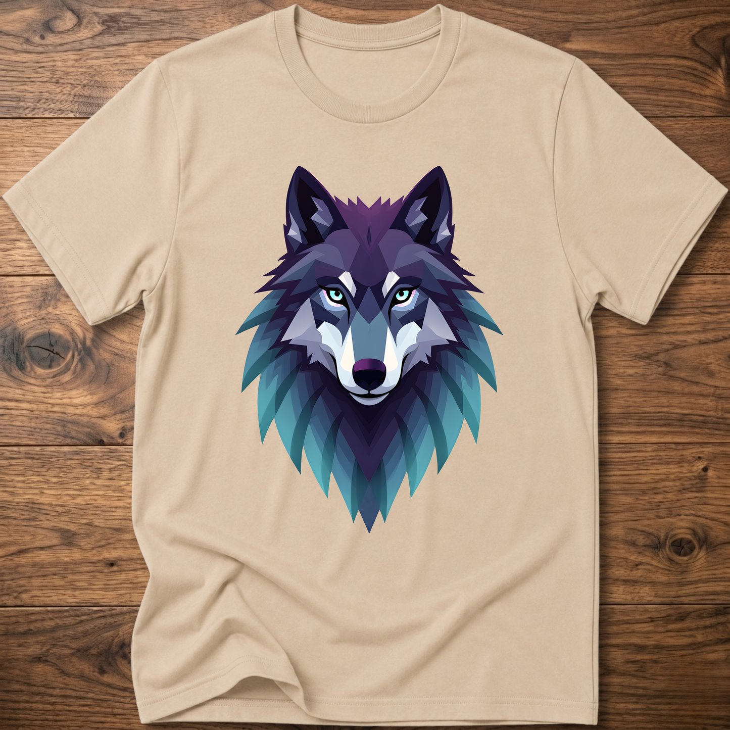 Wolf head graphic T-shirt, sand