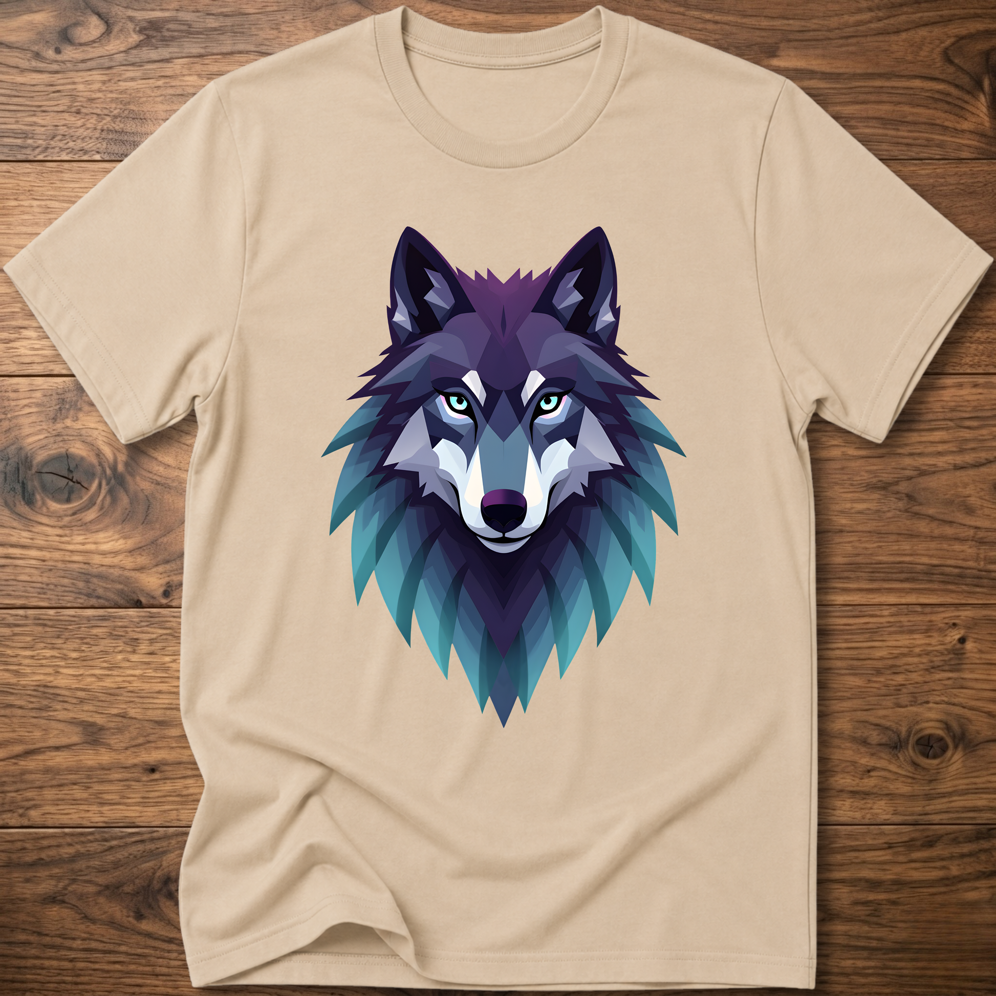 Wolf head graphic T-shirt, sand