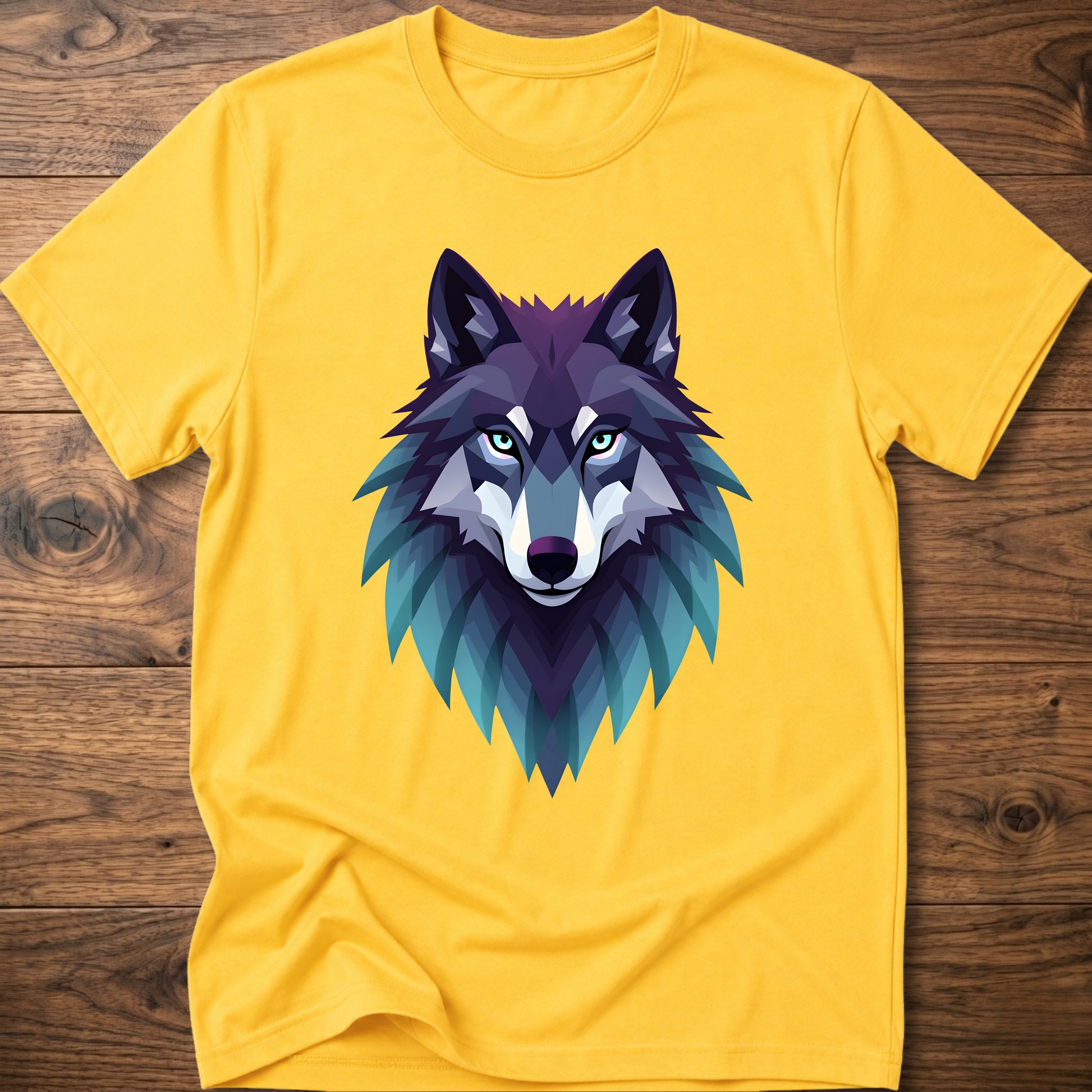 Wolf head graphic T-shirt, yellow