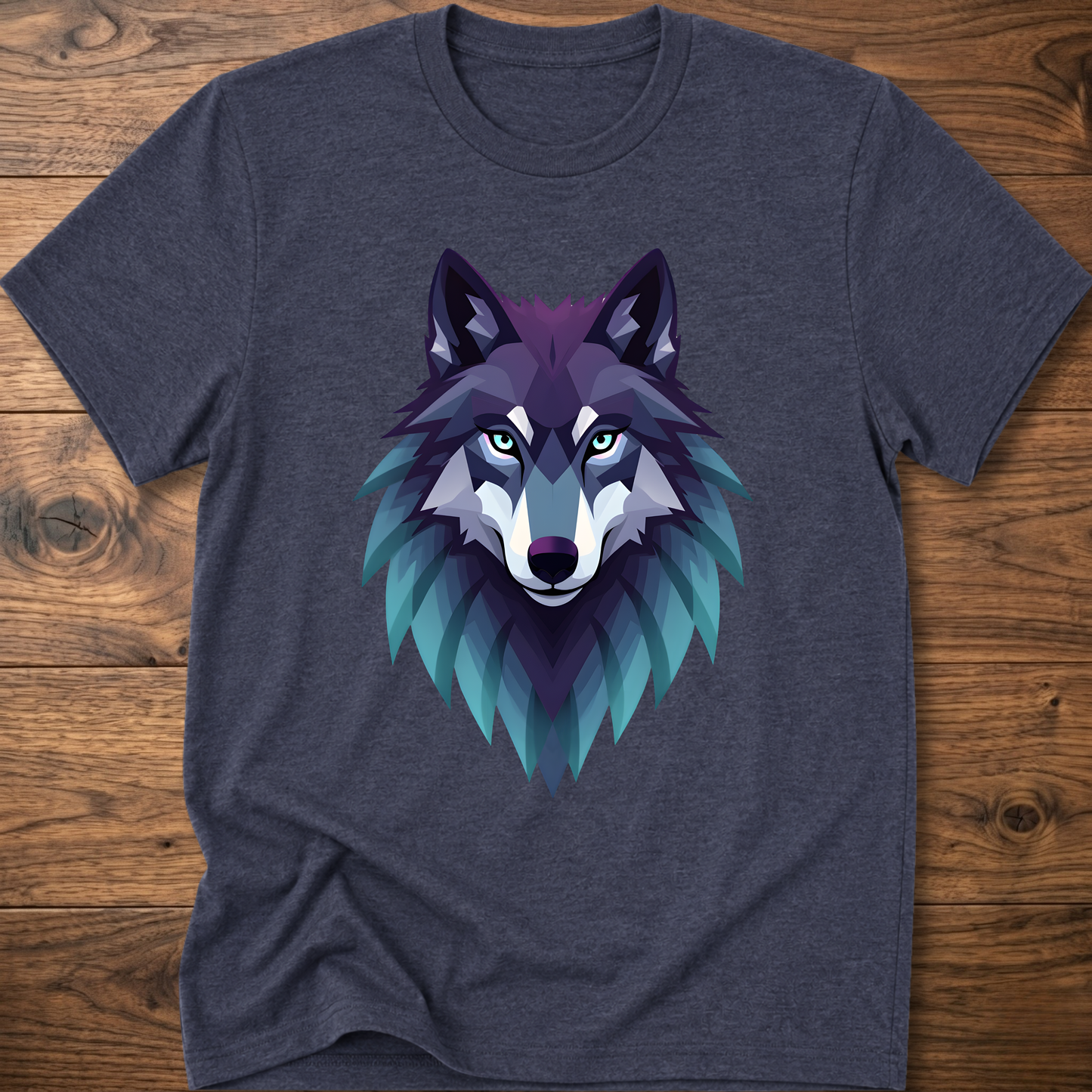 Wolf head graphic T-shirt, heather navy