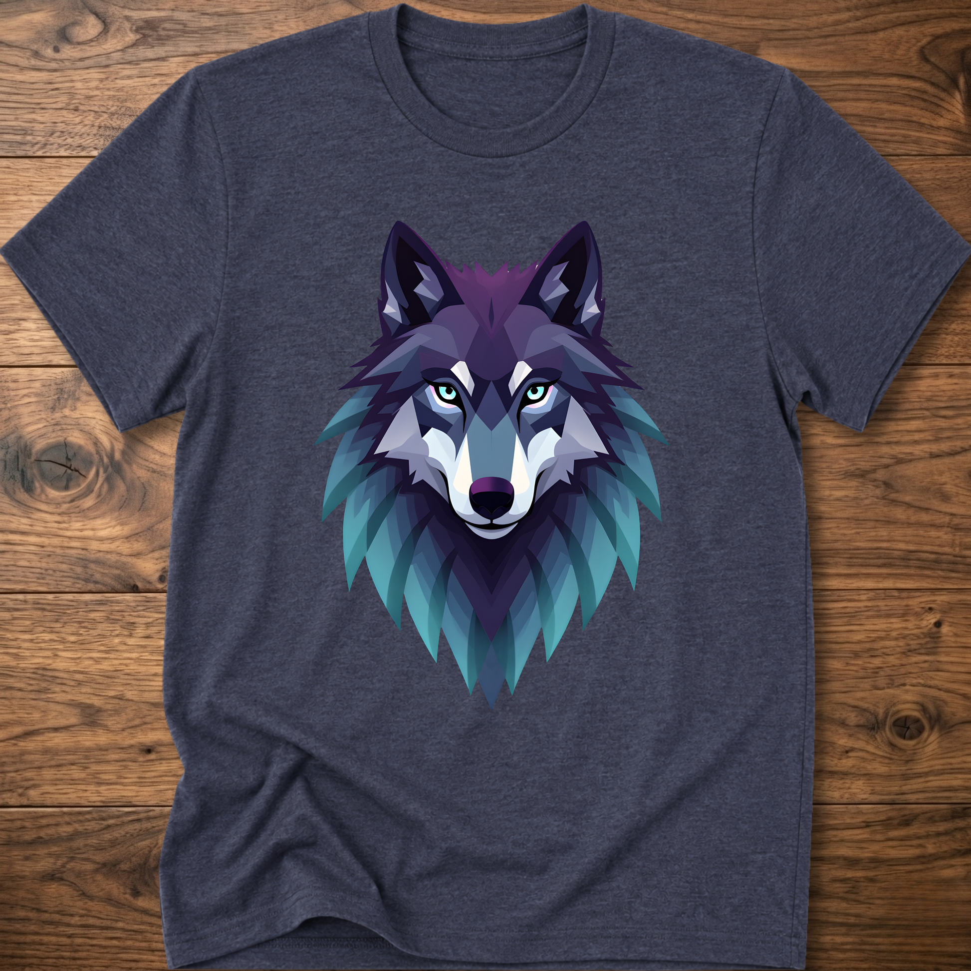 Wolf head graphic T-shirt, heather navy