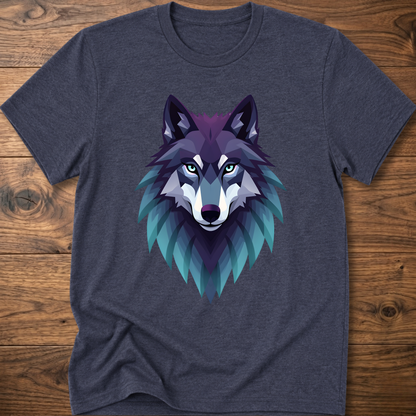 Wolf head graphic T-shirt, heather navy