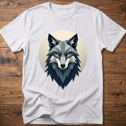 White t-shirt with stylized wolf head graphic on chest