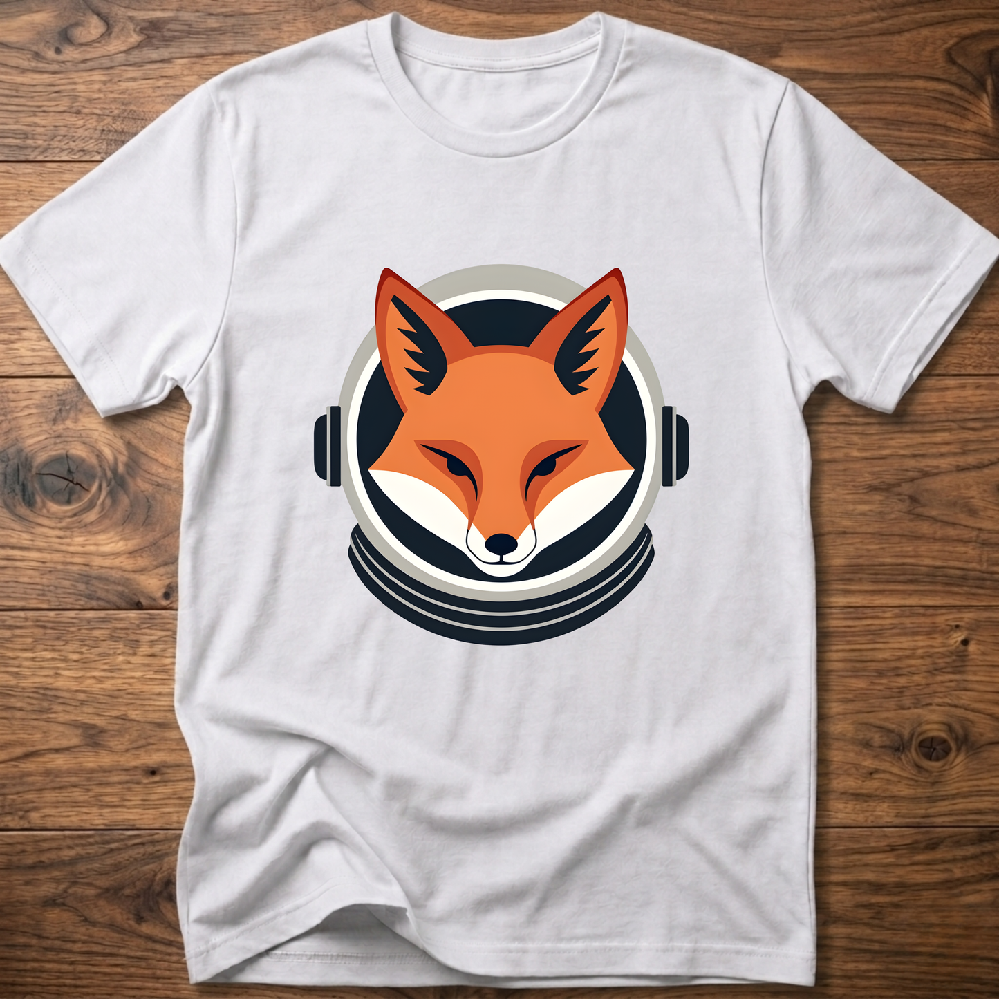 White fox head graphic T-shirt with over-ear headphones print on chest