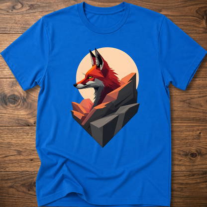 Royal blue t-shirt with abstract fox graphic on front.