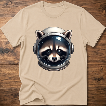 Sand crew-neck t-shirt with astronaut raccoon head graphic
