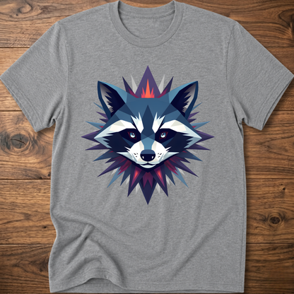 Light gray raccoon graphic t-shirt with colorful galaxy raccoon face front print