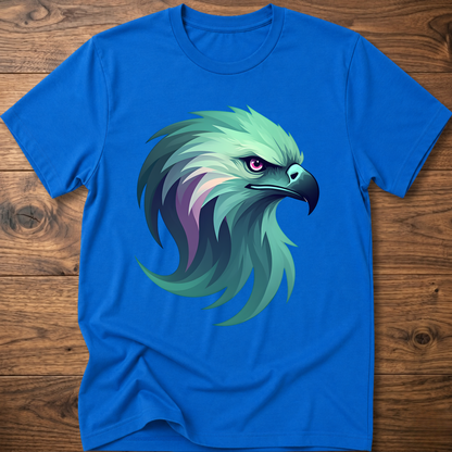 Aurora eagle head T-shirt in royal blue with teal and purple eagle graphic