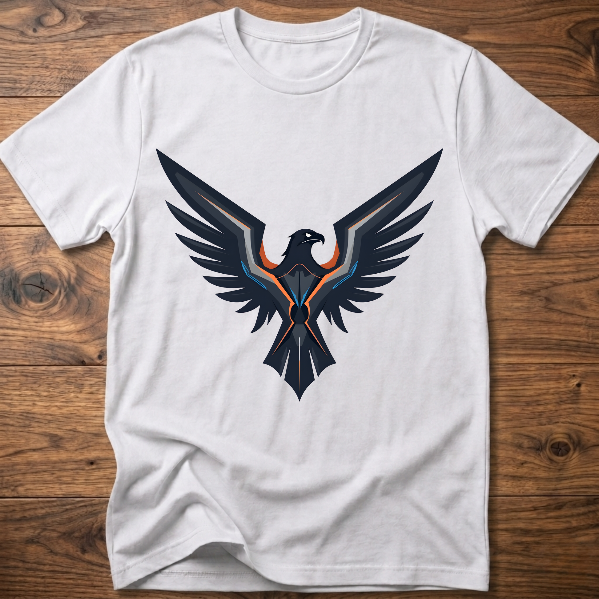 White eagle graphic crew-neck T-shirt with large front print
