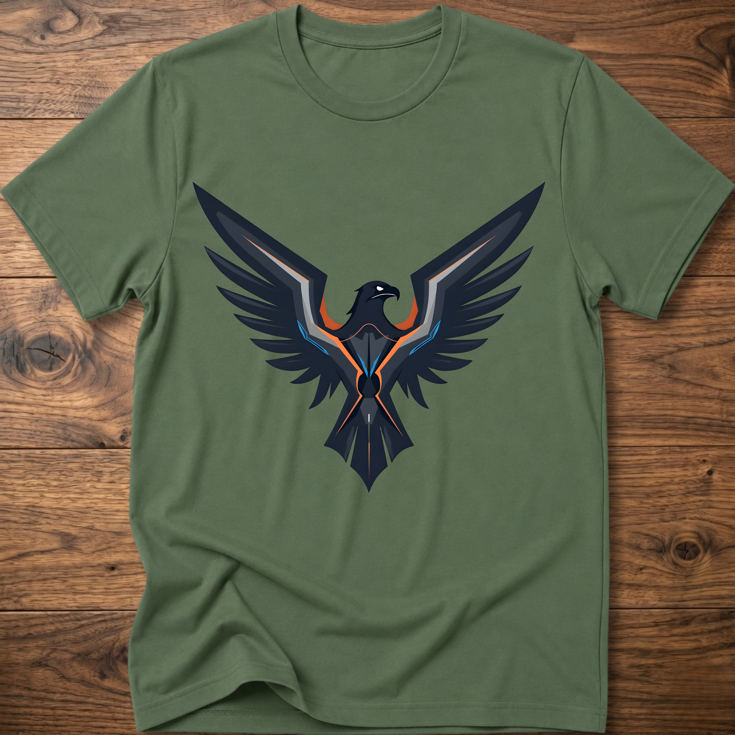 Olive green eagle graphic crew-neck T-shirt with large front print