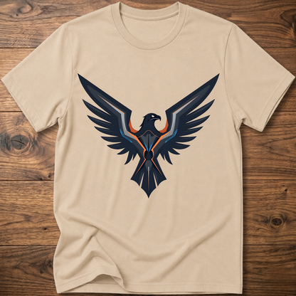 Beige eagle graphic crew-neck T-shirt with large front print