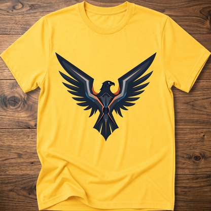 Yellow eagle graphic crew-neck T-shirt with large front print