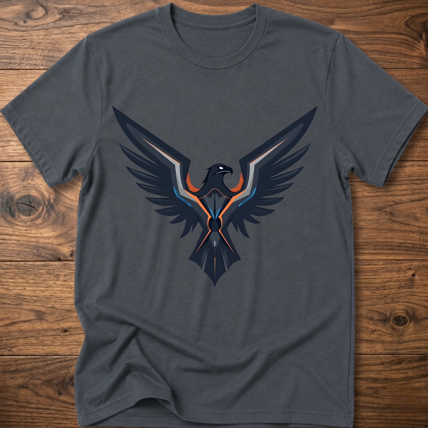 Dark gray eagle graphic crew-neck T-shirt with large front print