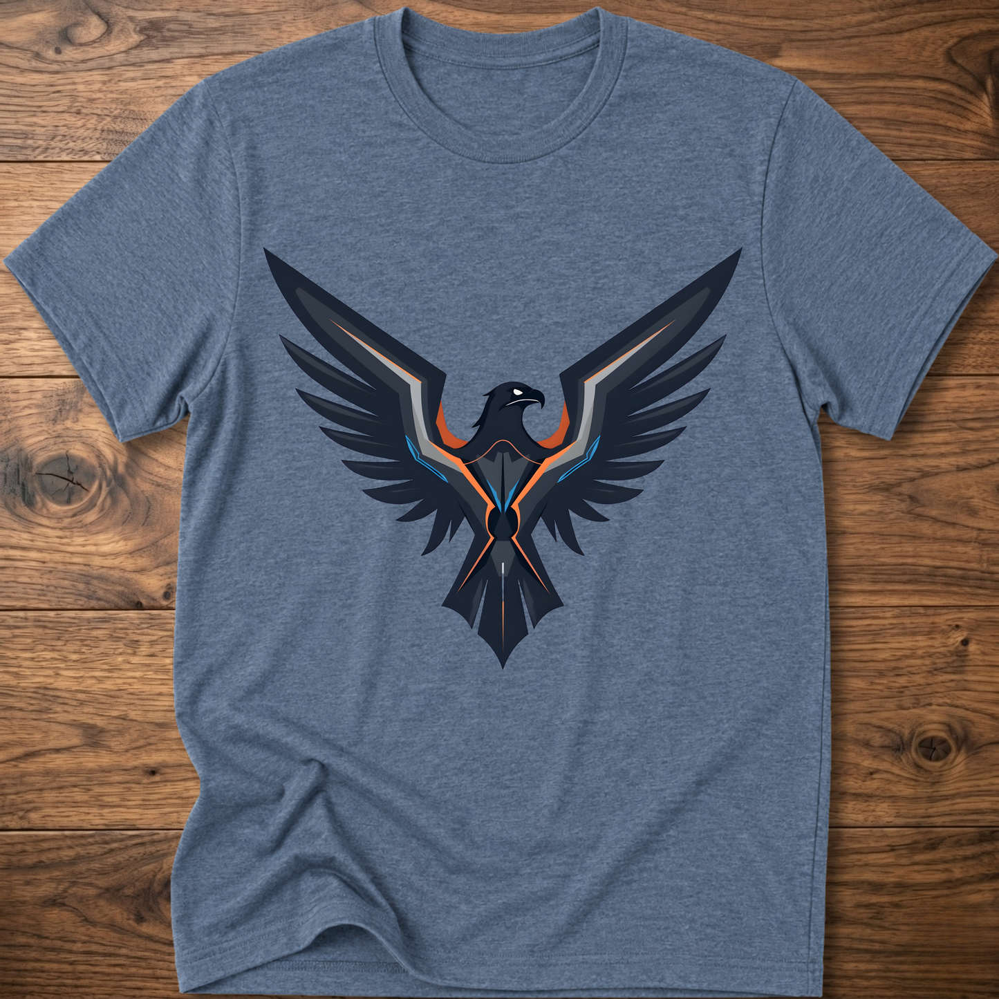 Heather blue eagle graphic crew-neck T-shirt with large front print