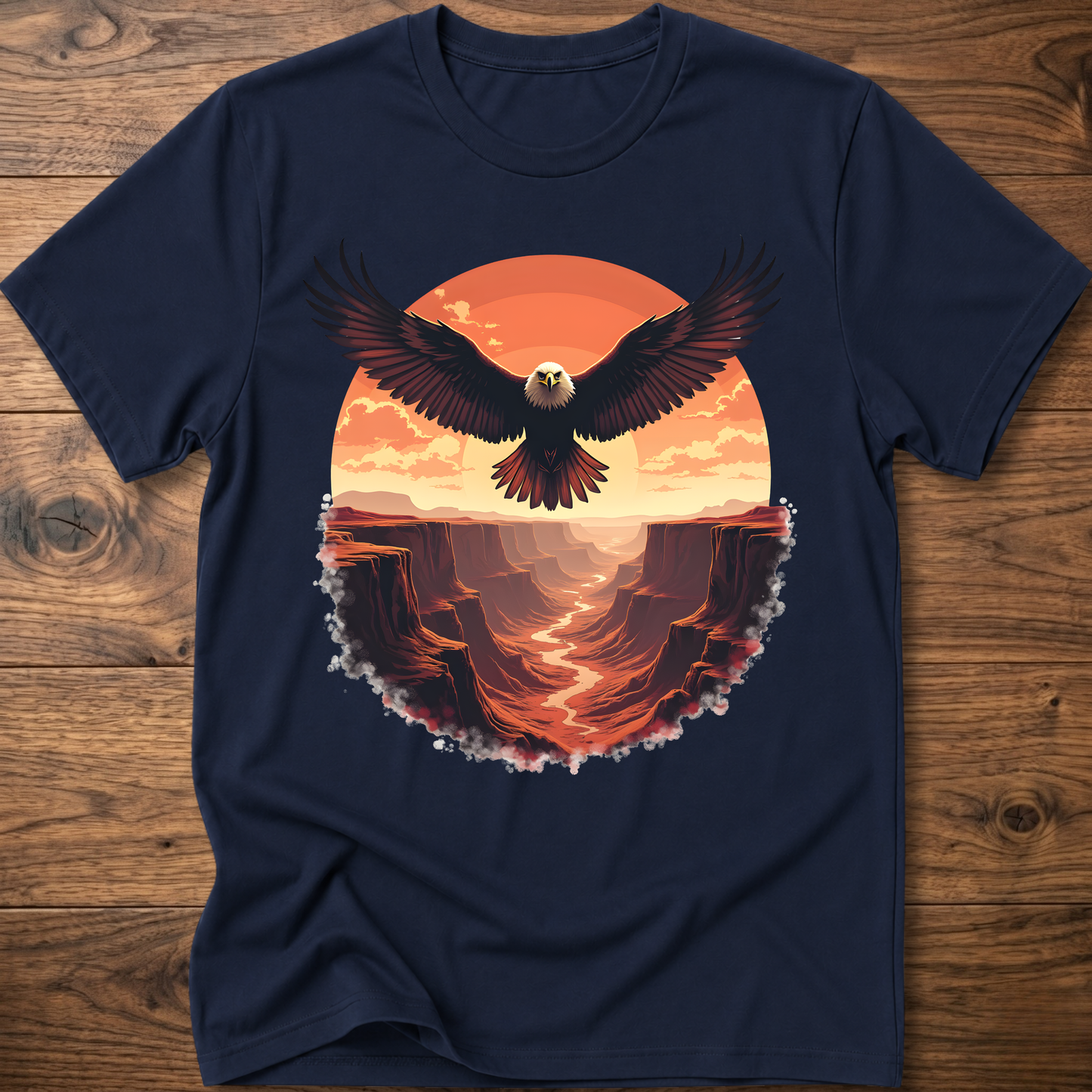 Vintage eagle graphic T-shirt in navy, crew neck short sleeves