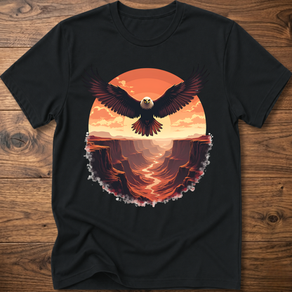 Vintage eagle graphic T-shirt in black, crew neck short sleeves