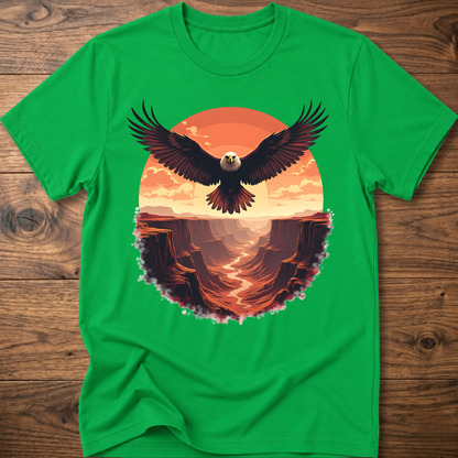 Vintage eagle graphic T-shirt in bright green, crew neck short sleeves