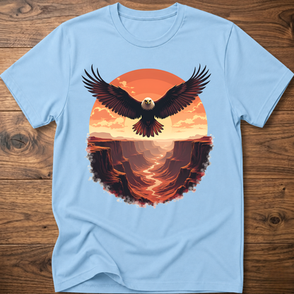 Vintage eagle graphic T-shirt in light blue, crew neck short sleeves