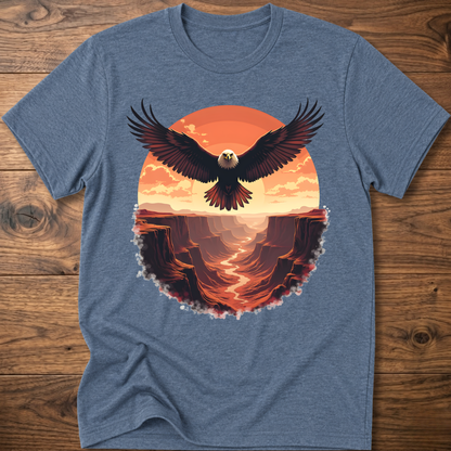 Vintage eagle graphic T-shirt in heather blue, crew neck short sleeves