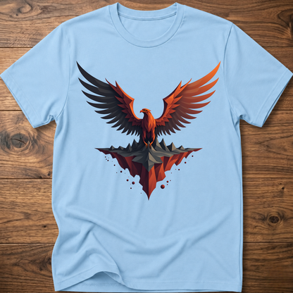 Light blue t-shirt with colorful eagle graphic on the front