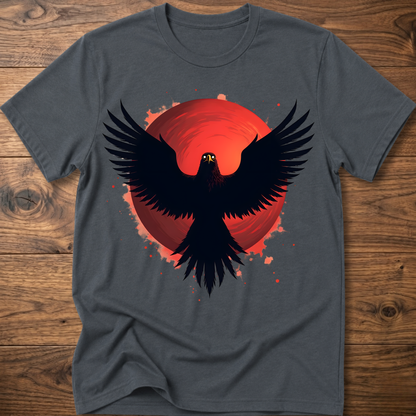Charcoal gray crew-neck t-shirt with red eagle graphic and black wings