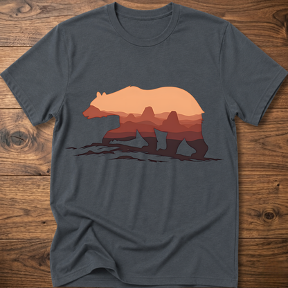 Charcoal crew-neck t-shirt with martian bear graphic across the chest.