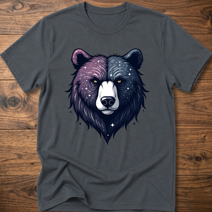 Dark gray t-shirt with galaxy bear graphic