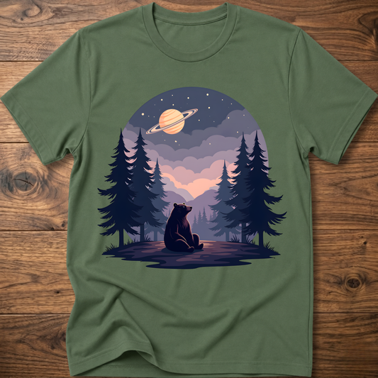 Saturn Night Sky Bear T-Shirt