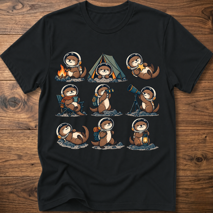 Black T-shirt with space otter crew graphic across front