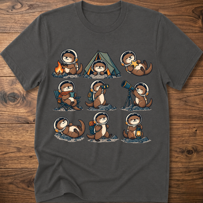 Charcoal T-shirt with space otter crew graphic across front