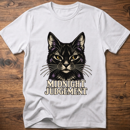 White T-shirt with front black cat graphic