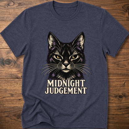 Navy T-shirt with front black cat graphic