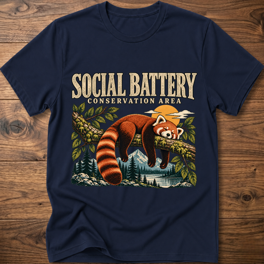 Navy crew-neck T-shirt with large bear conservation graphic on front