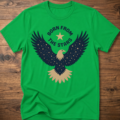 Irish green graphic eagle T-shirt with 'Born From the Stars' star-wing emblem