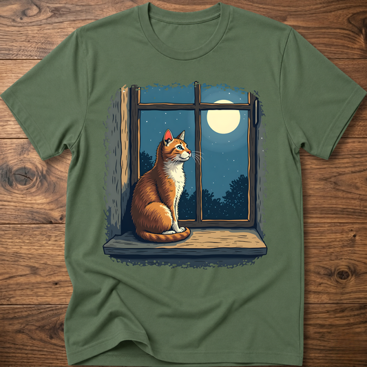 Moonlit Vintage Sky Cat T-Shirt