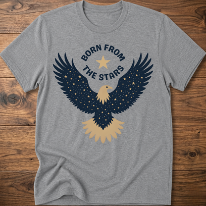 Sport grey graphic eagle T-shirt with 'Born From the Stars' star-wing emblem