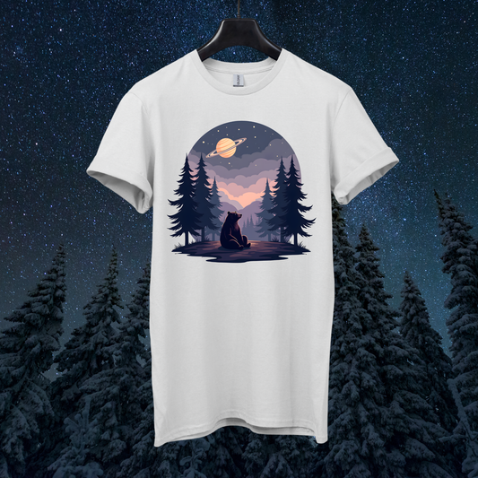 Saturn Night Sky Bear T-Shirt
